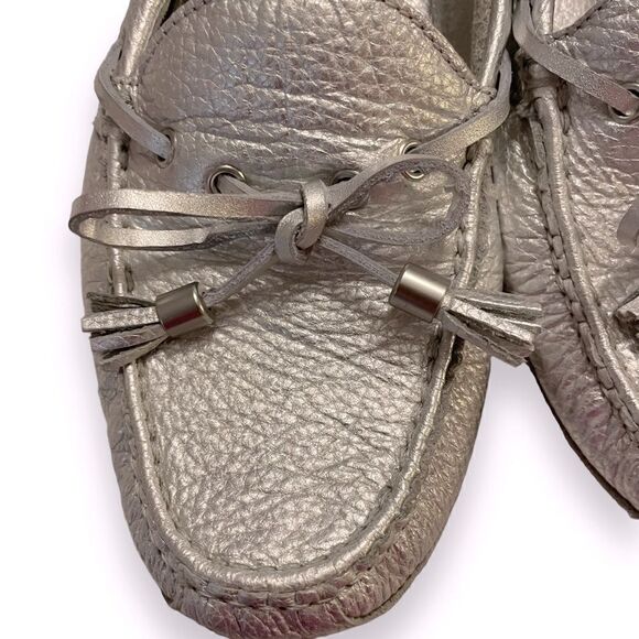 Cole Haan Metallic Silver Driving Moccasin Loafers - Picture 5 of 7
